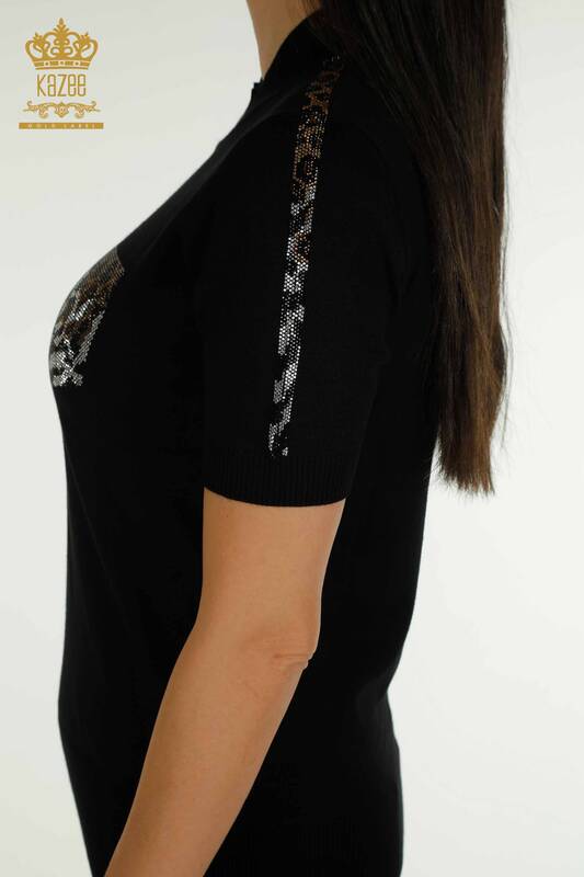 Женский вязаный свитер оптом, американская модель черного цвета - 30753 | КAZEE