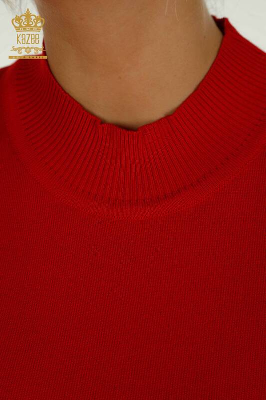 Женский вязаный свитер оптом, американская модель красного цвета - 14541 | КАZEE