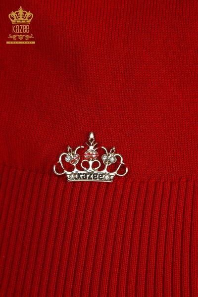 Женский вязаный свитер оптом, американская модель красного цвета - 14541 | КАZEE - Thumbnail