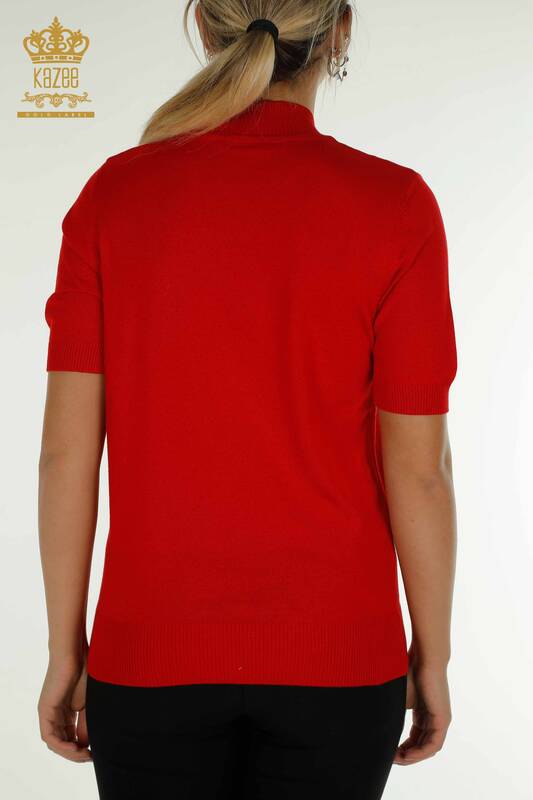 Женский вязаный свитер оптом, американская модель красного цвета - 14541 | КАZEE