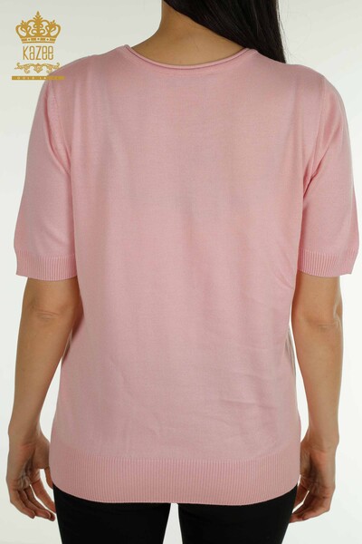 Женский вязаный свитер оптом Американская модель Розовый - 30686 | КАZEE - Thumbnail