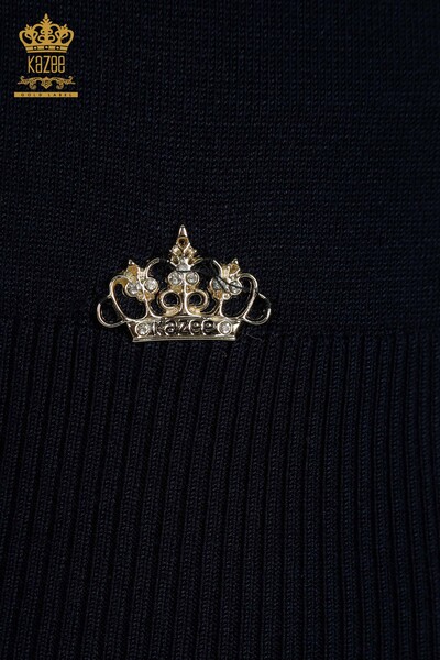 Оптовая продажа женского трикотажного свитера американской модели темно-синего цвета - 15943 | КАZEE - 4