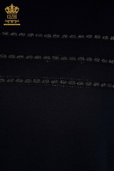 Оптовая продажа женского трикотажного свитера американской модели темно-синего цвета - 30352 | КАZEE - Thumbnail (2)