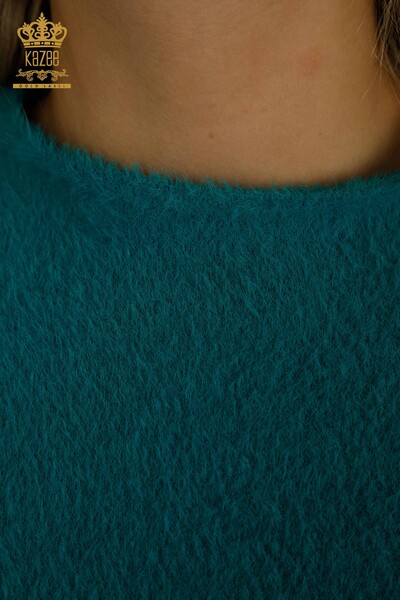 Женский вязаный свитер оптом Ангора Базовый Бирюзовый - 30610 | КАZEE - Thumbnail
