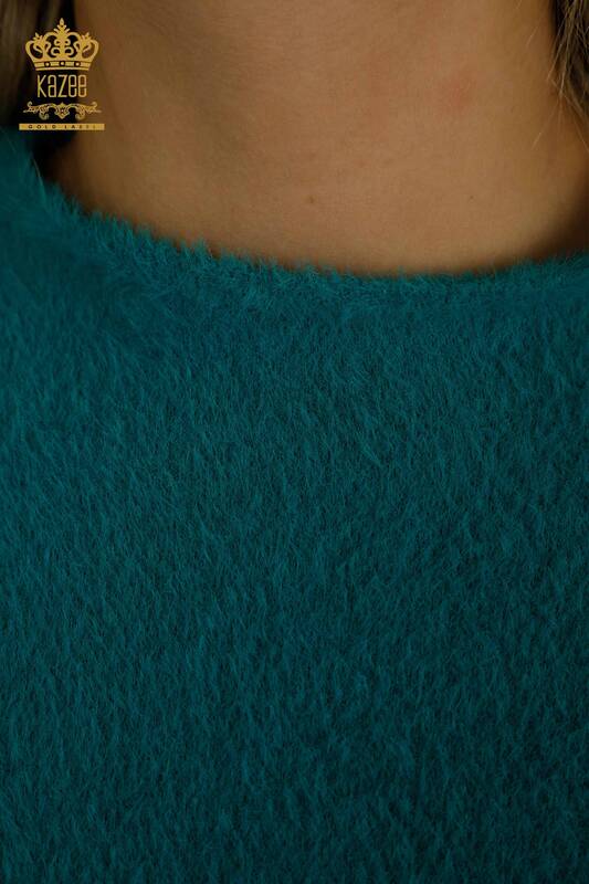 Женский вязаный свитер оптом Ангора Базовый Бирюзовый - 30610 | КАZEE