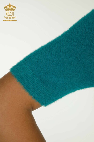 Женский вязаный свитер оптом Ангора Базовый Бирюзовый - 30610 | КАZEE - Thumbnail