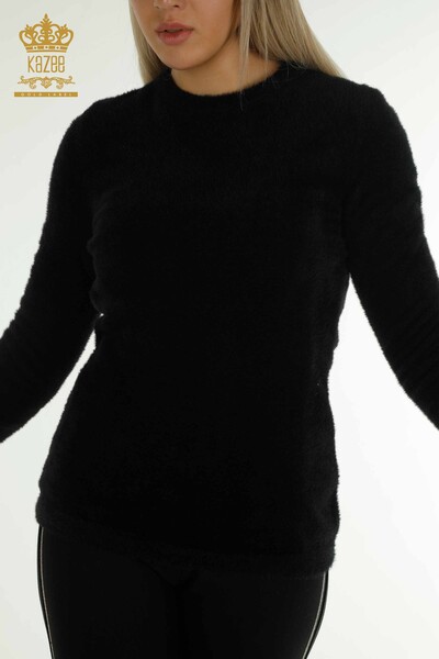 Женский вязаный свитер оптом из ангоры базовый черный - 30490 | КАZEE - Thumbnail