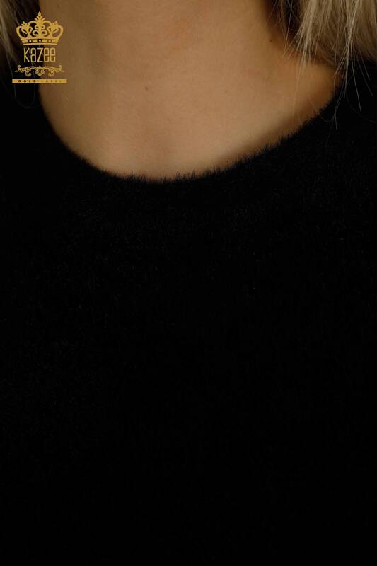 Женский вязаный свитер оптом из ангоры базовый черный - 30490 | КАZEE