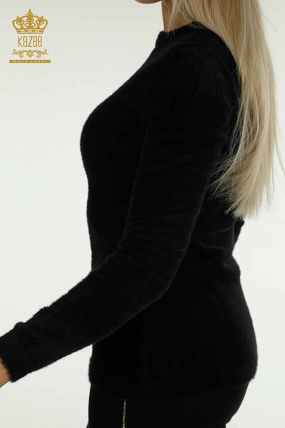 Женский вязаный свитер оптом из ангоры базовый черный - 30490 | КАZEE - Thumbnail