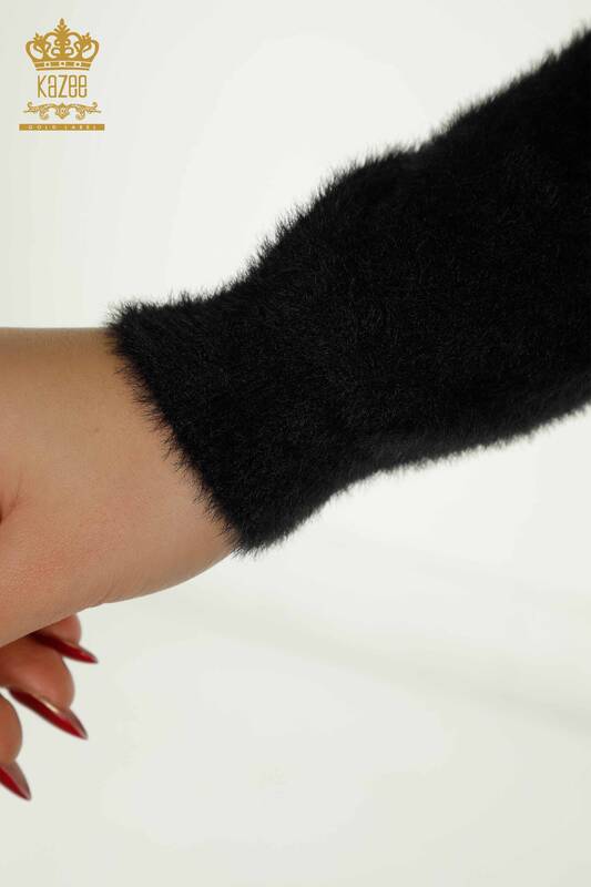 Женский вязаный свитер оптом из ангоры базовый черный - 30490 | КАZEE