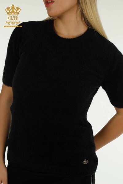 Женский вязаный свитер оптом из ангоры базовый черный - 30589| КАZEE - Thumbnail