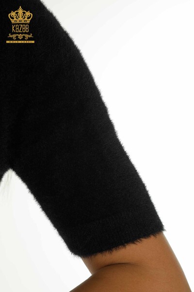 Женский вязаный свитер оптом из ангоры базовый черный - 30589| КАZEE - Thumbnail