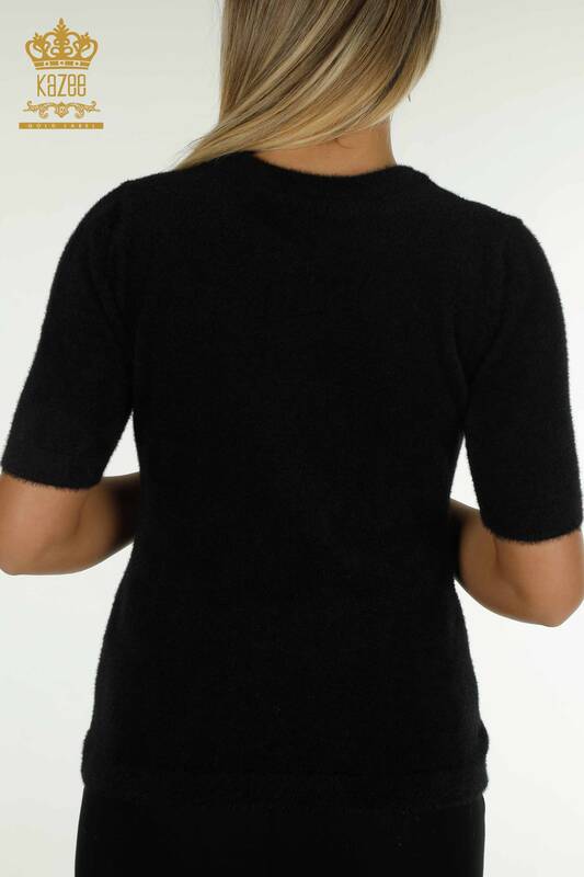 Женский вязаный свитер оптом из ангоры базовый черный - 30589| КАZEE