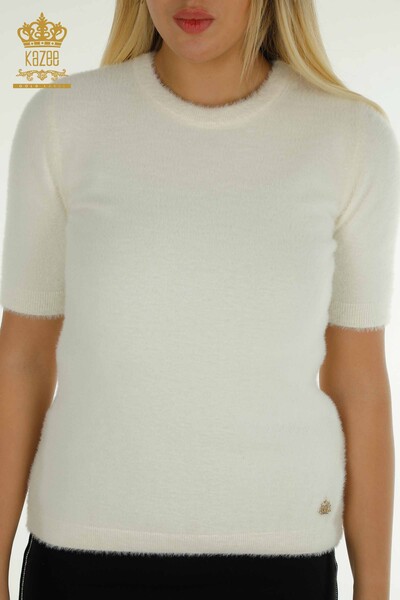 Женский вязаный свитер оптом из ангоры базового цвета экрю - 30589 | КАZEE - Thumbnail