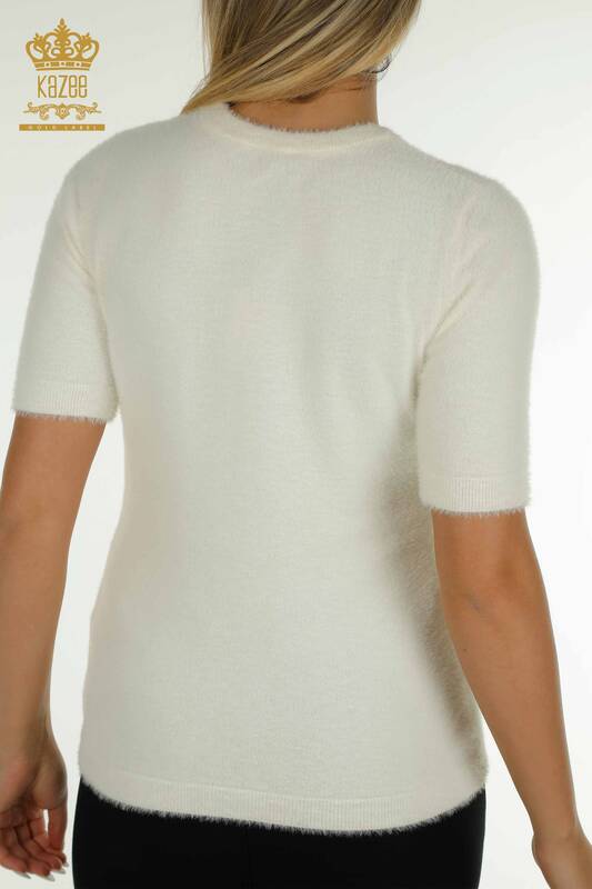 Женский вязаный свитер оптом из ангоры базового цвета экрю - 30589 | КАZEE