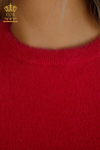 Женский вязаный свитер оптом Ангора Базовый Фуксия - 30490 | КAZEE - Thumbnail (2)