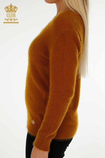 Женский вязаный свитер оптом Ангора Базовый Горчичный - 18921 | КАZEE - Thumbnail