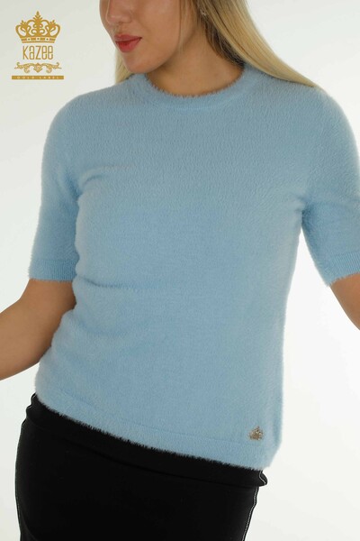 Женский вязаный свитер оптом Ангора Базовый синий - 30589 | КАZEE - Thumbnail