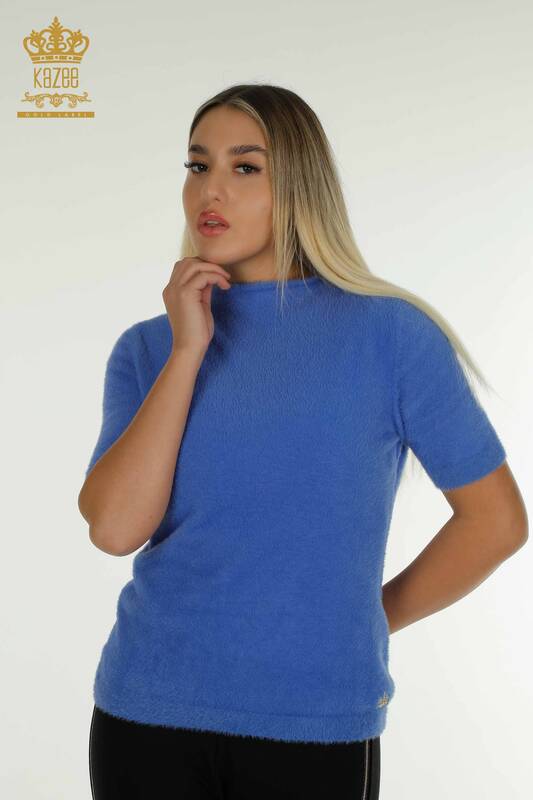 Женский вязаный свитер оптом Ангора Базовый синий - 30610 | КАZEE