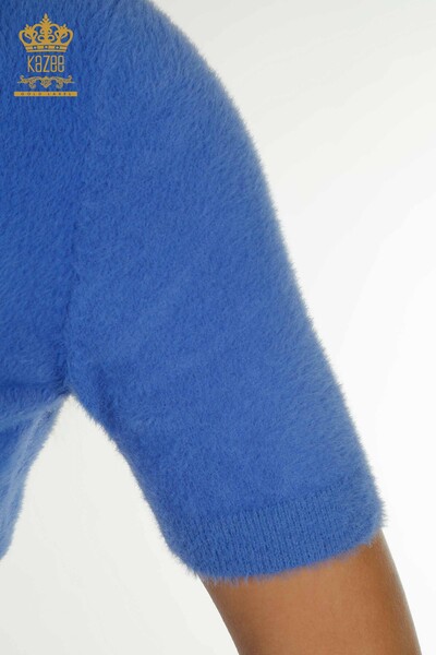 Женский вязаный свитер оптом Ангора Базовый синий - 30610 | КАZEE - Thumbnail
