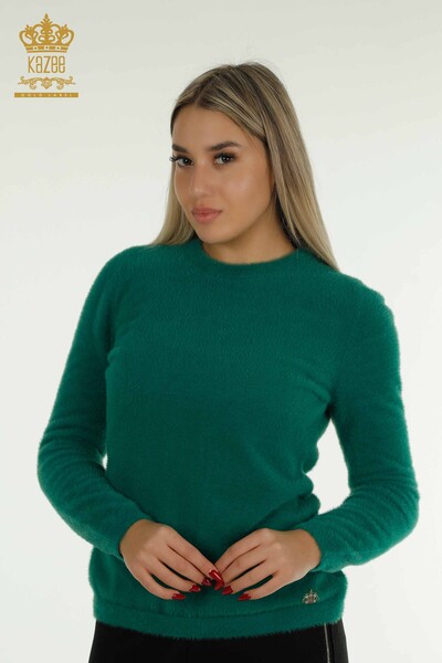 Женский вязаный свитер оптом Ангора Базовый Зеленый - 30490 | КAZEE - Thumbnail