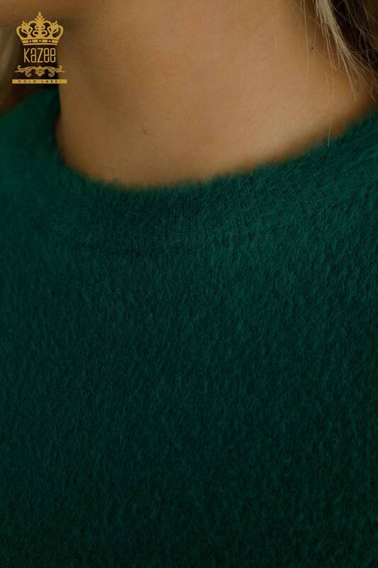 Женский вязаный свитер оптом Ангора Базовый Зеленый - 30490 | КAZEE