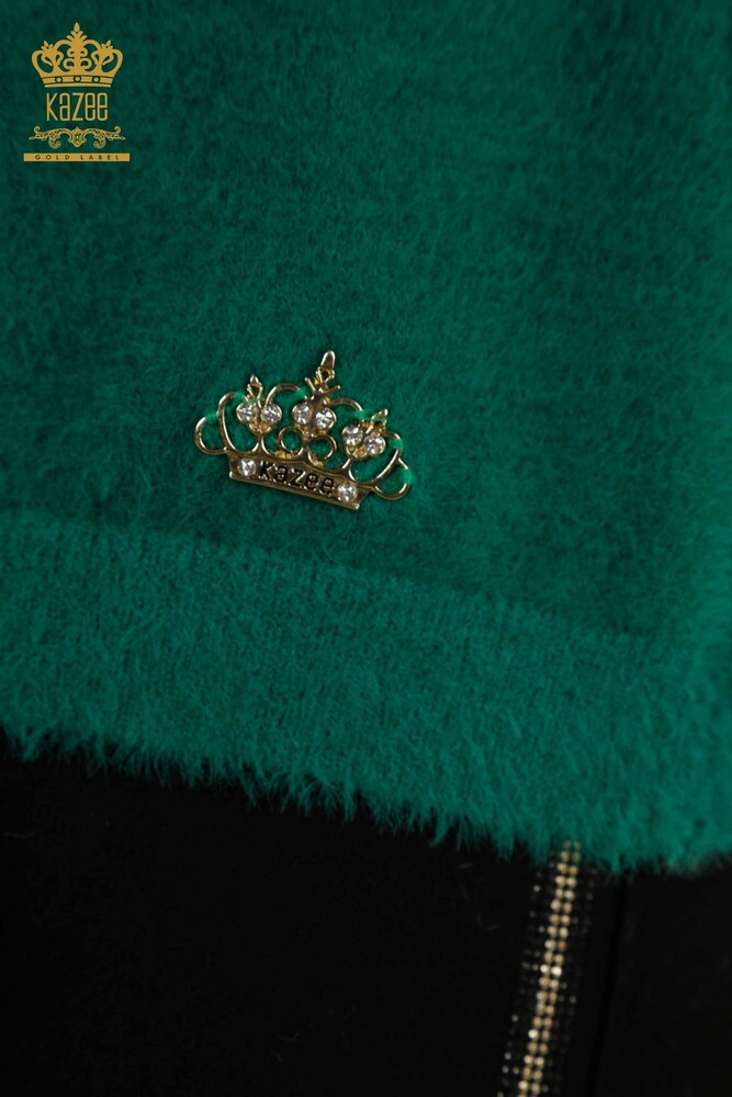 Женский вязаный свитер оптом Ангора Базовый Зеленый - 30490 | КAZEE - 4