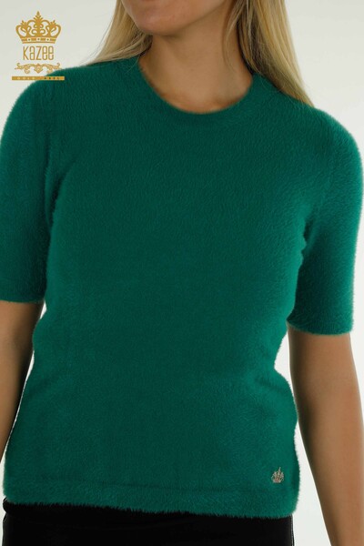 Женский вязаный свитер оптом Ангора Базовый зеленый - 30589 | КАZEE - Thumbnail
