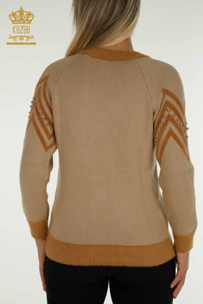 Женский вязаный свитер оптом из ангоры с отделкой из норки - 30232 | КAZEE - Thumbnail