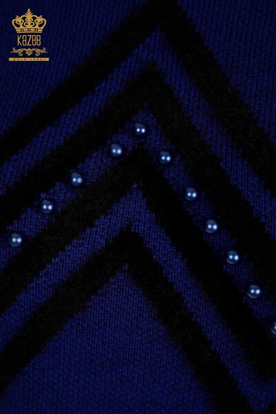 Женский вязаный свитер оптом из ангоры Сакс с бусинами - 30232 | КАZEE - Thumbnail