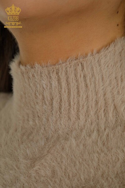 Оптовая продажа женского трикотажного свитера из ангоры, двух цветов бежевого экрю - 30187 | КАZEE - Thumbnail