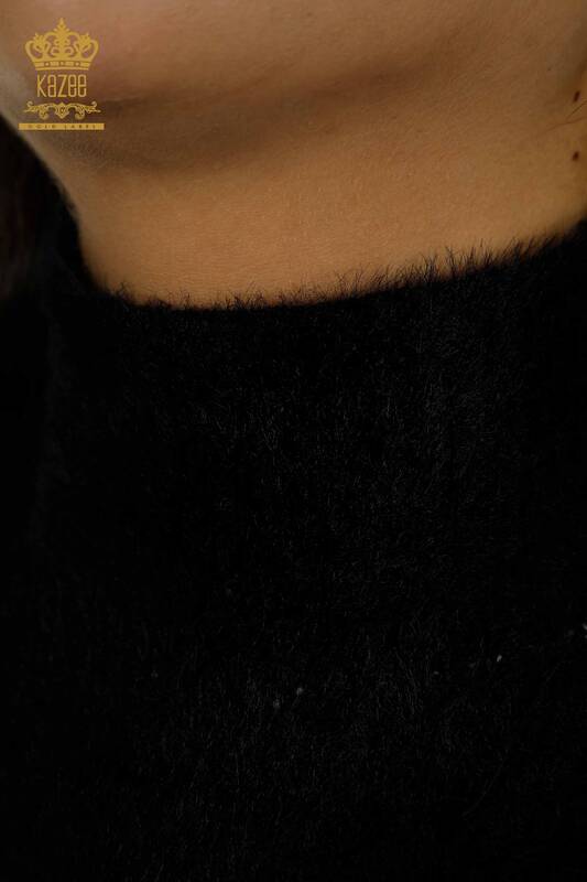 Женский вязаный свитер оптом из ангоры, двухцветный, черный, экрю - 30187 | КАZEE