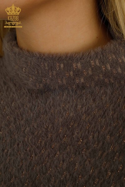 Женский вязаный свитер оптом из ангоры, цвета хаки - 30446 | КAZEE - Thumbnail