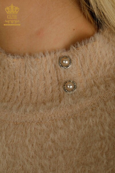 Женский свитер из ангоры с пуговицами оптом, бежевый - 30667 | КАZEE - 4