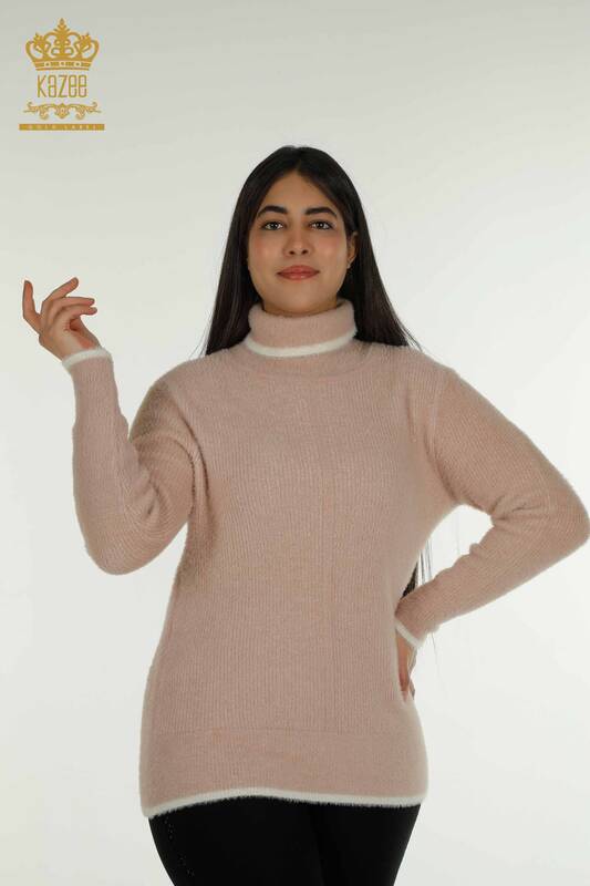 Женский вязаный свитер оптом Ангора Розовый - 30646 | КАZEE