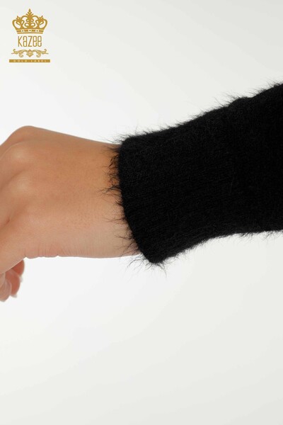 Женский трикотаж оптом, свитер из ангоры, водолазка, черный с логотипом - 12046 | КАZEE - 6