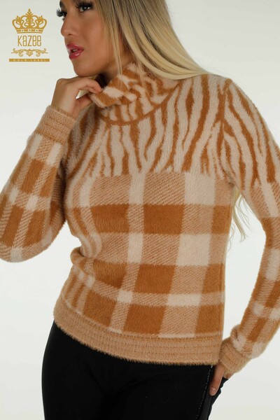 Женский вязаный свитер оптом из ангоры с рисунком бежевого цвета - 30320 | КАZEE - Thumbnail