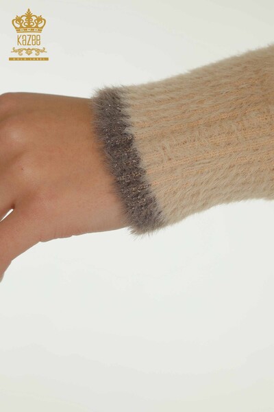 Женский вязаный свитер оптом из ангоры с рисунком бежевого цвета - 30681 | КАZEE - Thumbnail