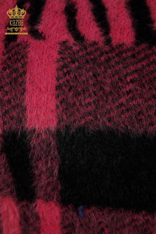 Женский вязаный свитер оптом из ангоры с узором цвета фуксии - 30320 | КАZEE