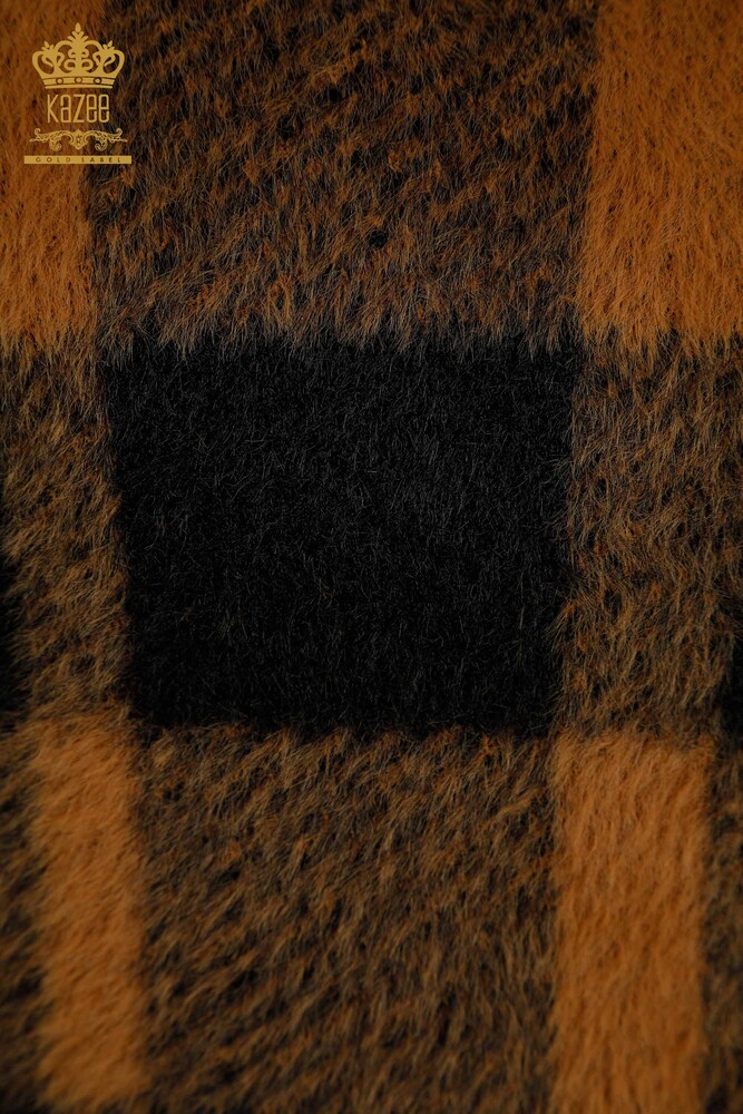 Женский вязаный свитер оптом из ангоры с рисунком коричневого цвета - 30320 | КАZEE - 4