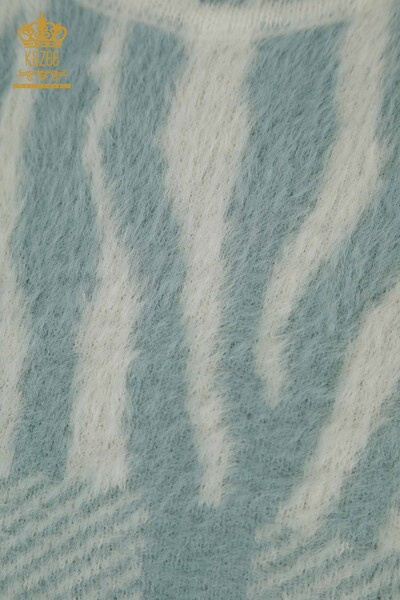 Женский вязаный свитер оптом из ангоры с мятным узором - 30320 | КАZEE - Thumbnail