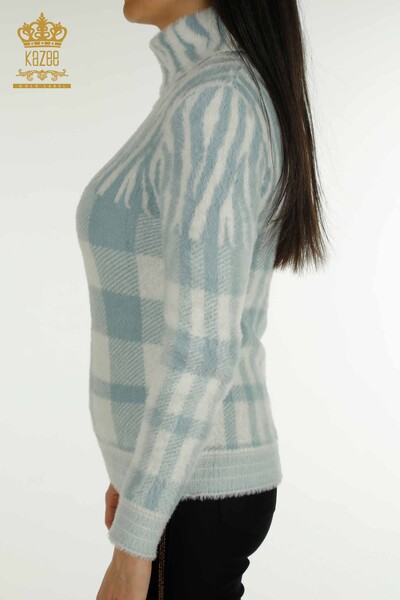 Женский вязаный свитер оптом из ангоры с мятным узором - 30320 | КАZEE - Thumbnail
