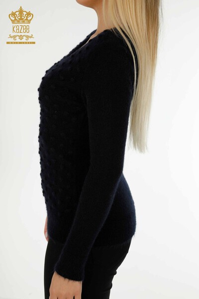 Женский вязаный свитер оптом из ангоры темно-синий - 18474 | КАZEE - Thumbnail