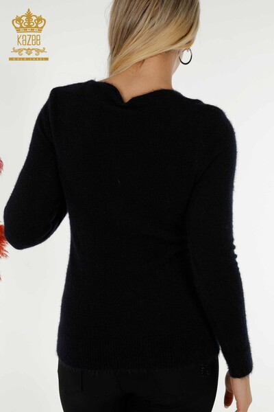 Женский вязаный свитер оптом из ангоры темно-синий - 18474 | КАZEE - Thumbnail