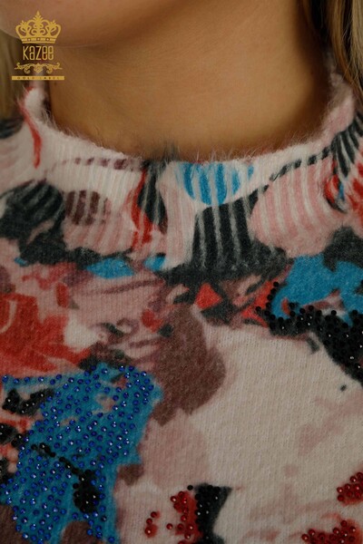 Женский вязаный свитер оптом из ангоры цифровой - 40032 | КАZEE - Thumbnail