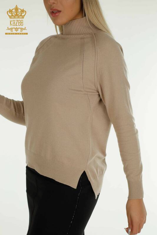 Женский вязаный свитер оптом, базовый бежевый - 30757 | КАZEE