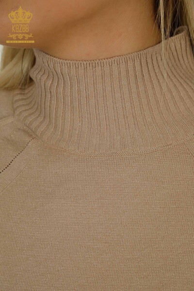 Женский вязаный свитер оптом, базовый бежевый - 30757 | КАZEE - Thumbnail (2)