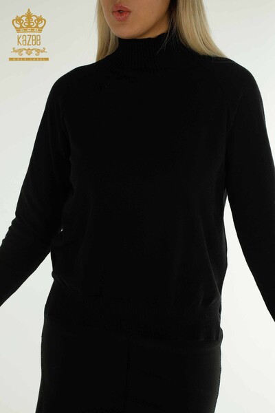 Kazee - Женский вязаный свитер оптом, базовый черный - 30757 | КAZEE (1)