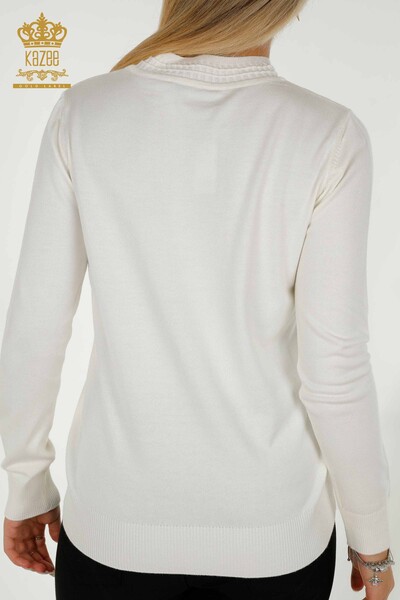 Женский вязаный свитер оптом с логотипом цвета экрю - 30253 | КАZEE - Thumbnail