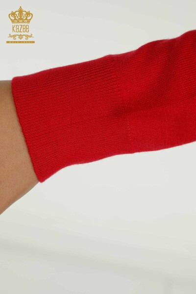 Женский вязаный свитер оптом с коралловым логотипом - 11052 | КАZEE - Thumbnail
